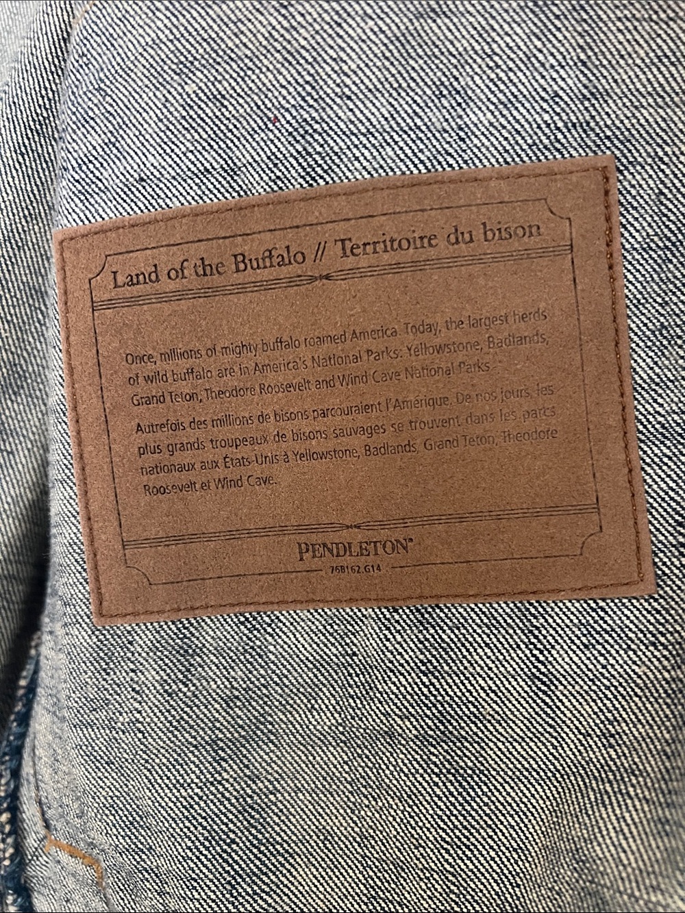 Pendleton Buffalo Edition Denim Trucker Jacket Men’s XS NWOT Bison Wool - Picture 4 of 6